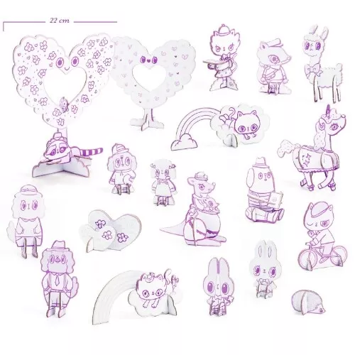 Djeco 3D Kleurplaat Speelfiguren – Schattige Dieren - Afbeelding 5