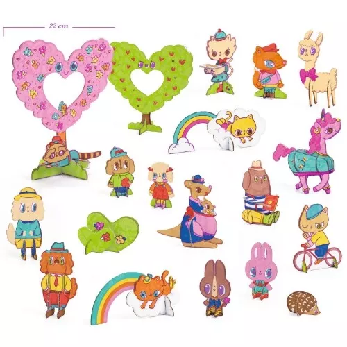 Djeco 3D Kleurplaat Speelfiguren – Schattige Dieren - Afbeelding 7