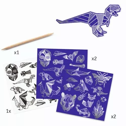 Djeco Metallic Krasstickers - Zilver - Afbeelding 2