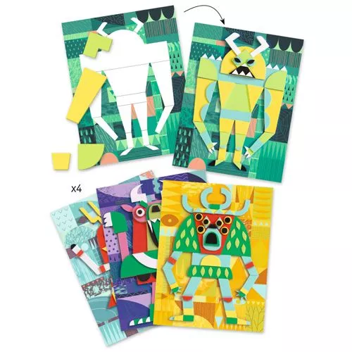 Djeco Knutselset Collage In Reliëf - Monsters - Afbeelding 2