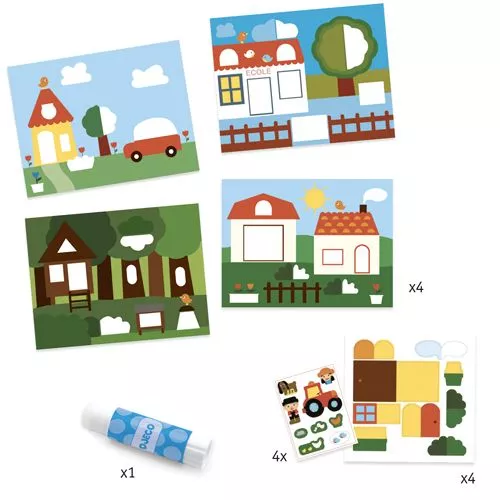 Djeco Knutselset Collage Papier - Dorp - Afbeelding 3