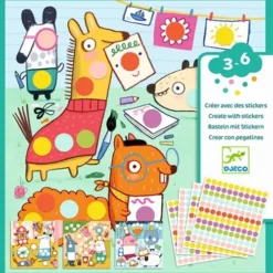 Djeco Knutselset Creëren Met Stickers - Stippen - Dieren