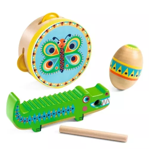 Djeco Percussie Set Tamboerijn, Maracas, Guiro Animambo - 3st