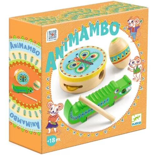 Djeco Percussie Set Tamboerijn, Maracas, Guiro Animambo - 3st - Afbeelding 2